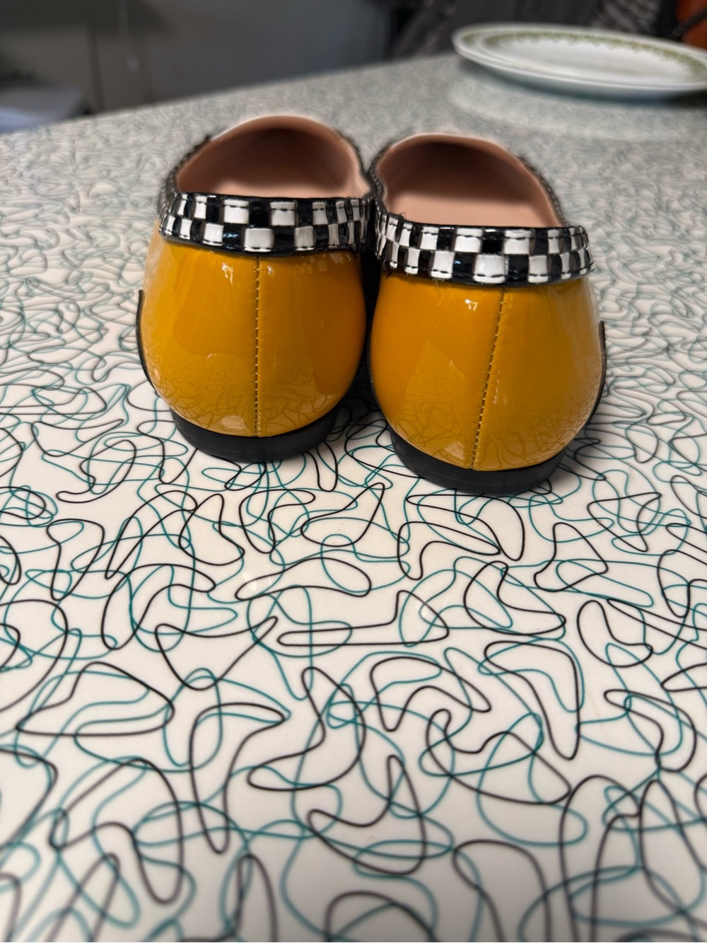 kate spade Yellow, White & Black 'TAXI' Pointed Toe Flats - Picture 3 of 6